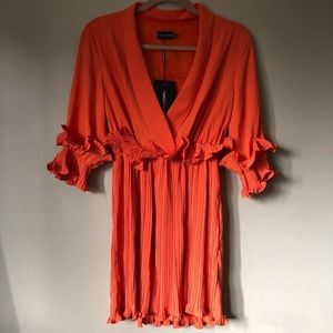 NWT Pretty Little Thing Frill Pleated Skater Dress